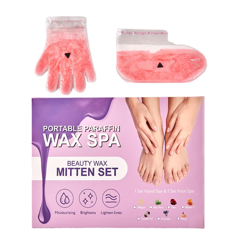[Australia] - 10-Minute Paraffin Hand & Foot Treatments, Self Contained Paraffin Wax Gloves and Booties Set for Intensive Hydration at Home (Rose) Hands & Feet-2 Pairs 