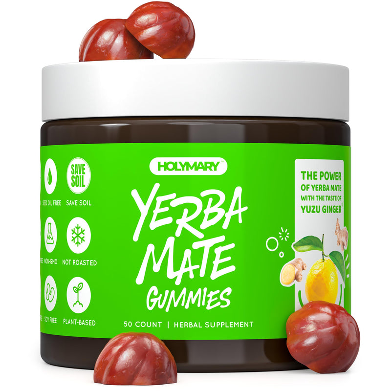 [Australia] - Yerba Mate Gummies, Yuzu & Ginger - Made with Organic, Unroasted Yerba Mate. Free from Added Caffeine. Vegan, Non-GMO, Gluten-Free, Kosher. 50 Delicious Supplement Gummies 