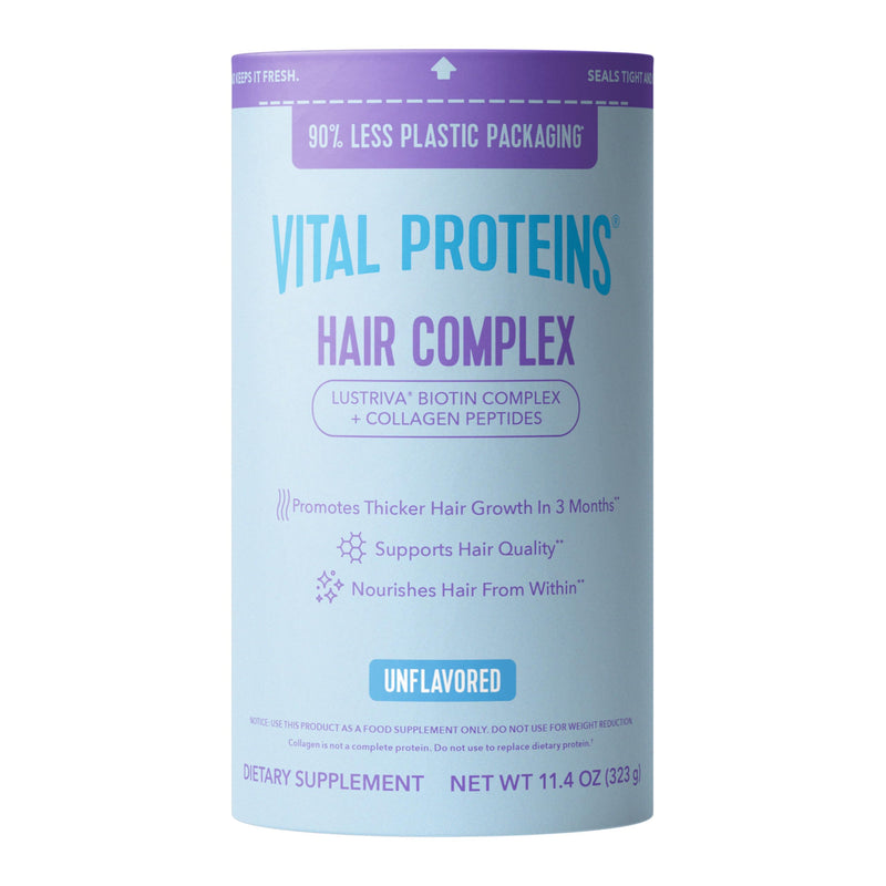 Vital Proteins Collagen Peptides + Biotin, Unflavored, 11.4oz | 10,000mcg Biotin, Supports Thicker Fuller Hair, Clinically Studied Lustriva®, 20g Collagen Per Serving, 16 Servings 16 Servings (Pack of 1)