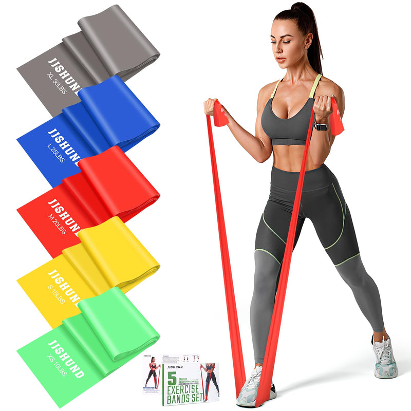 [Australia] - Resistance Bands, 5 Pcs Exercise Bands Elastic Stretch Bands for Fitness Yoga Pilates Stretching Strength Training, Workout Bands for Home Gym 