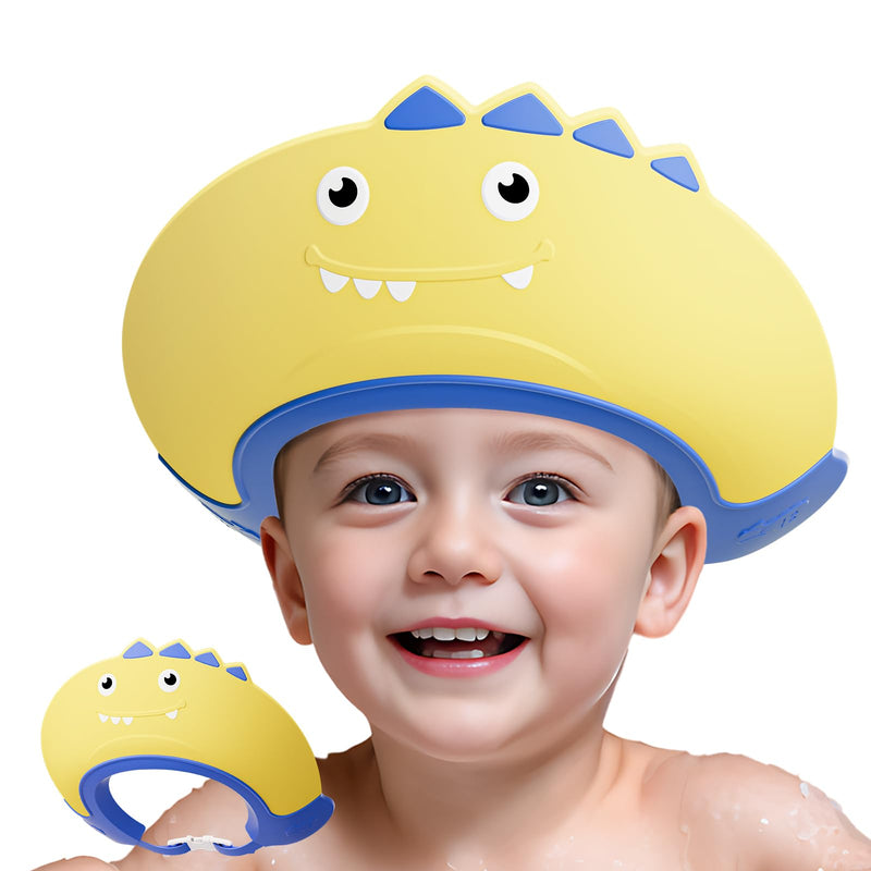 [Australia] - Baby Shower Cap Shield for Kids Bath Visor for Toddlers Shampoo Bath Bathing Hat Silicone Adjustable Visor Hat for Eye and Ear Protection for 1-9 Years Cute Shower Cap Makes the Baby Bath More Fun Yellow 