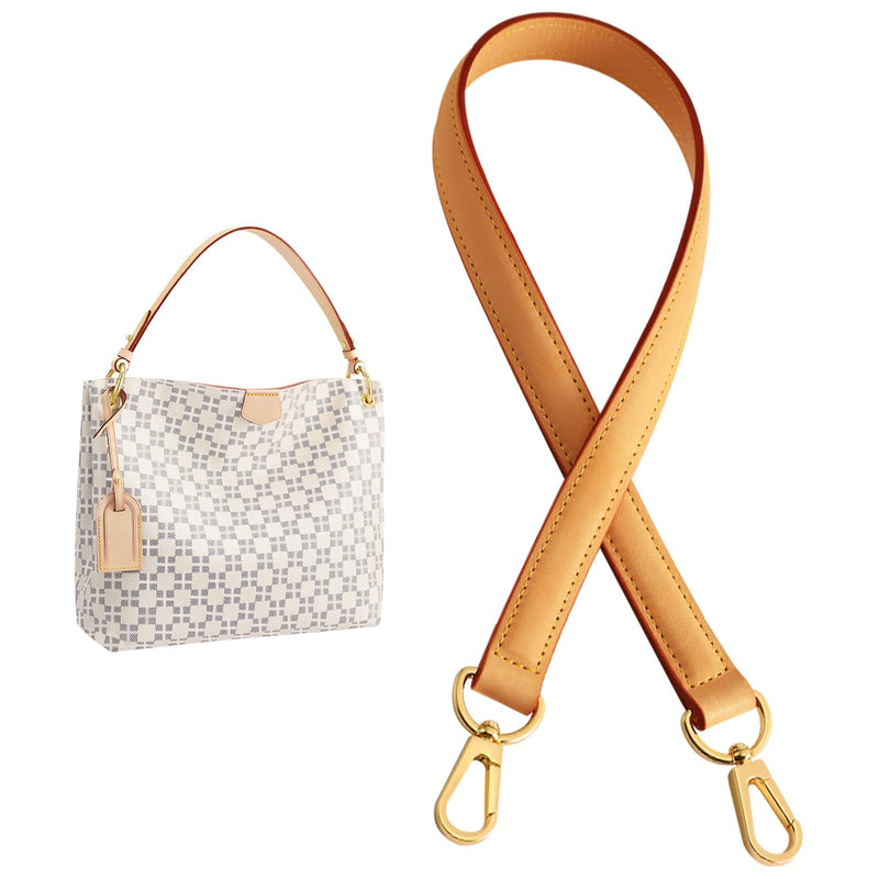 jiesinlov Genuine Vachetta Leather Replacement Straps Purse Shoulder short Strap conversion kit for Graceful tote soft speedy Alma And Dauphine Bags Brown (W0.7in,L25.6in-Beeswax) W0.7in&l25.6in-beeswax