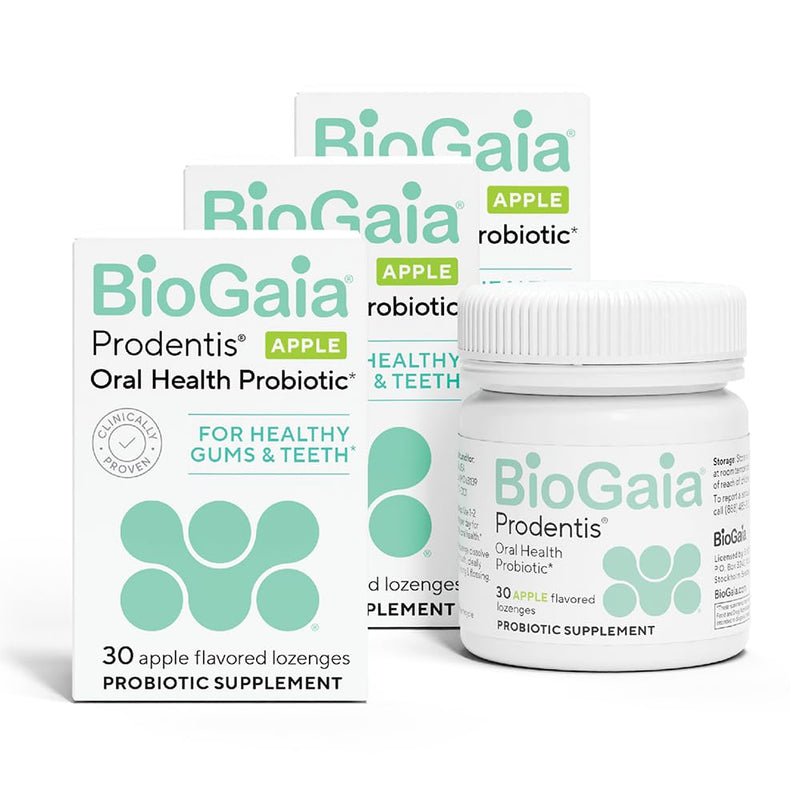 [Australia] - BioGaia Prodentis 3-Pack | Dental Probiotic Lozenges | Promote Healthy Gums & Teeth | Defend Against Dental Problems | Replenish Oral Microbiome | Improve Oral Health | Apple Flavor | 90 Day Supply 