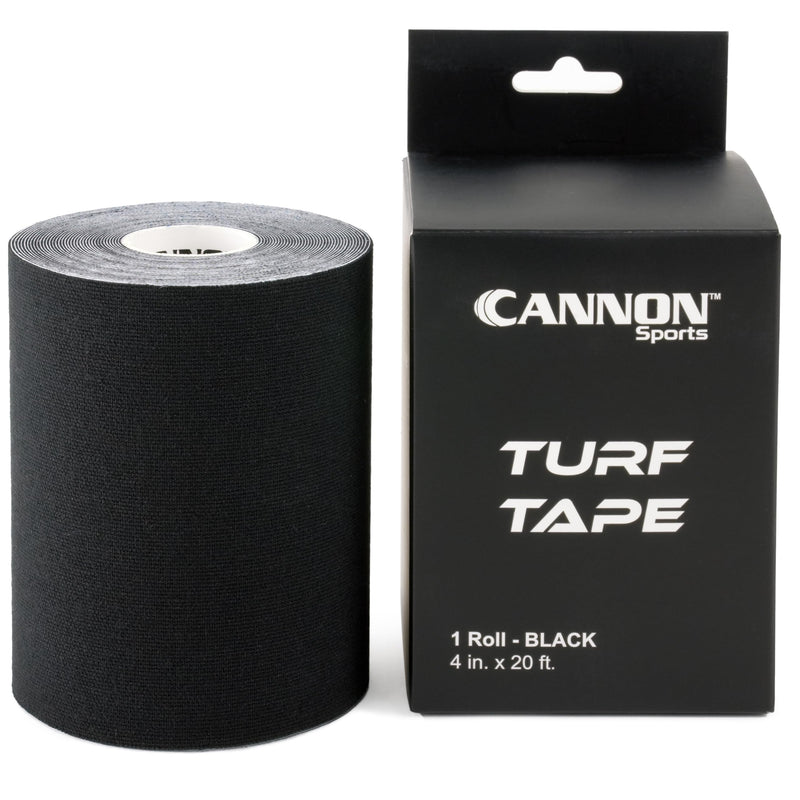 Cannon Sports Premium Turf Tape Football – 4 Inch by 20 Feet - Flexible, Breathable, Extra-Wide, Waterproof Athletic Tape – Football Tape for Turf Burn Protection (Black) Black