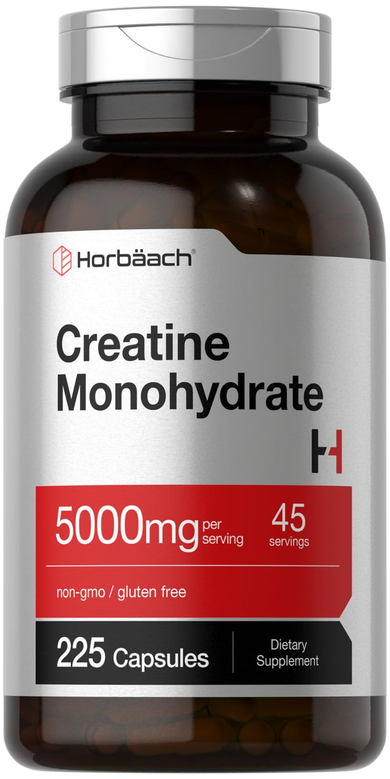 [Australia] - Horb√§ach Creatine Monohydrate | 5g | 225 Capsules | Non-GMO, Gluten Free Supplement 