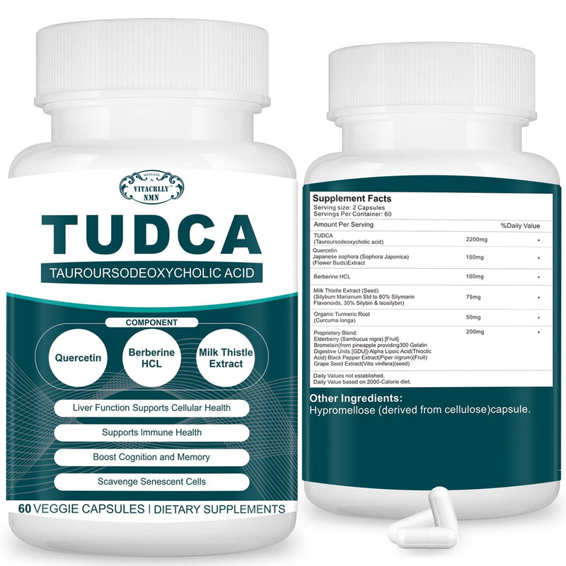 [Australia] - 2200MG TUDCA Supplements - Bile Salts Supplement Complex for Liver Detox & Cleanse, Gallbladder Cleanse, Digestive Health 60 Capsules 