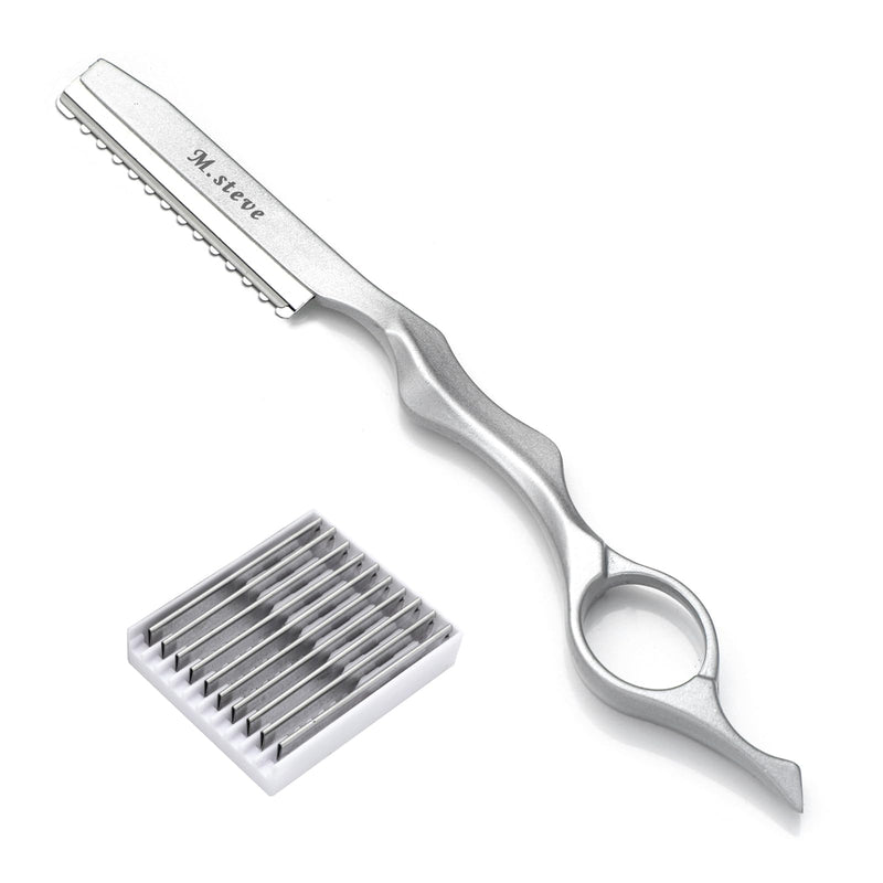 [Australia] - Hair Cutting Razor, Hair Razors For Cutting Hair Professional Styling Razor with Replacement Stainless Steel Blades for Salon/Home -11PCS Silver 