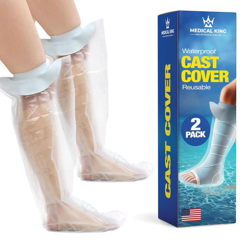 [Australia] - Medical king 100% Waterproof Cast Covers for Shower Leg 2pk Reusable Full Leg Cast Cover for Showering Cast Protector for Shower Leg Adult 