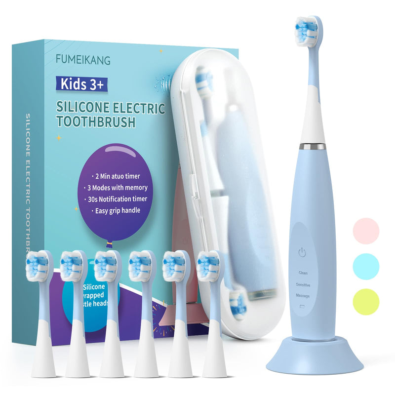 [Australia] - Kids Electric Toothbrushes Sonic Rechargeable Tooth Brush Gifts for Boys and Girls Smart Timer Power Toothbrush - Blue 3 4 5 6 7 8 9 10 11 12 (Blue) 
