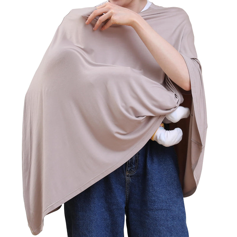 [Australia] - Multi-use Nursing Cover for Breastfeeding, 360°Full Coverage Nursing Poncho, Rayon Soft & Breathable Breastfeeding Cover up (Smooth Rayon, Warm Taupe) Smooth Rayon 