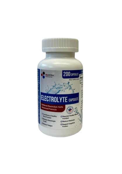 [Australia] - Electrolyte Capsules 200 Count Bottle | 500mg Sodium, 100mg Potassium | Non-GMO Vegan Allergen-Free Supplement for Hydration & Balance | Made in The USA 