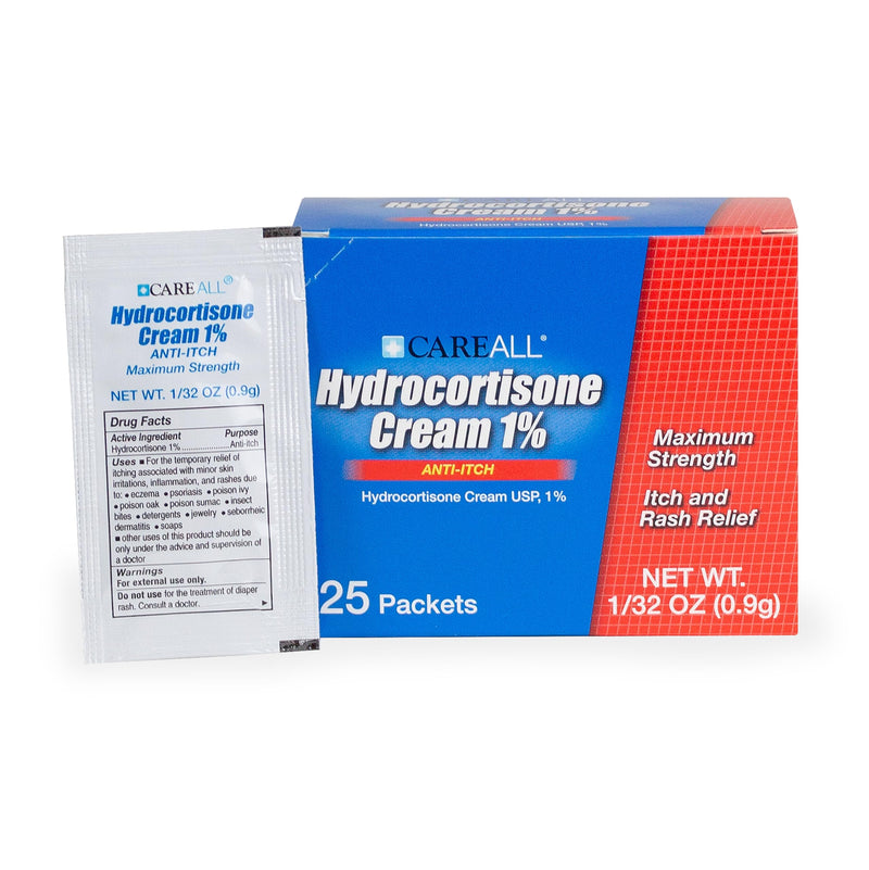 [Australia] - CareAll Hydrocortisone Cream 1% (25 Pack), 0.9gr Foil Packet. Maximum Strength Formulation, Anti-Itch Rash Skin Cream Relieves Itching, Eczema, Insect Bites, Poison Ivy, and Psoriasis 