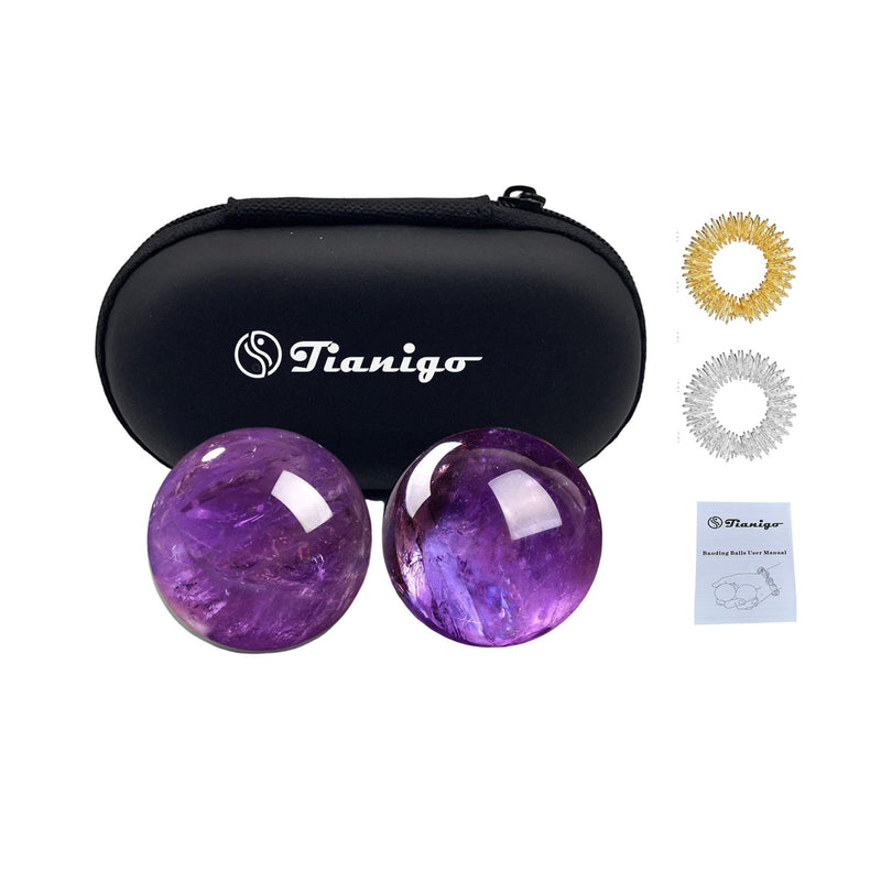 [Australia] - Baoding Balls 1.4”inch Amethyst Crystal Chinese Healthy Massage Balls for Hands Therapy Stress Relief Hand Exercise Balls Purple Quartz Healing Stress Balls No Chime 