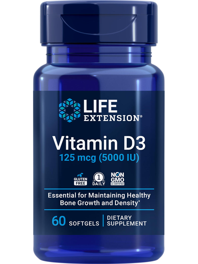Life Extension Super Selenium Complex with Vitamin E Cellular Health Capsules (100 Count) and Vitamin D3 5000 IU Bone & Brain Health Softgels (60 Count)