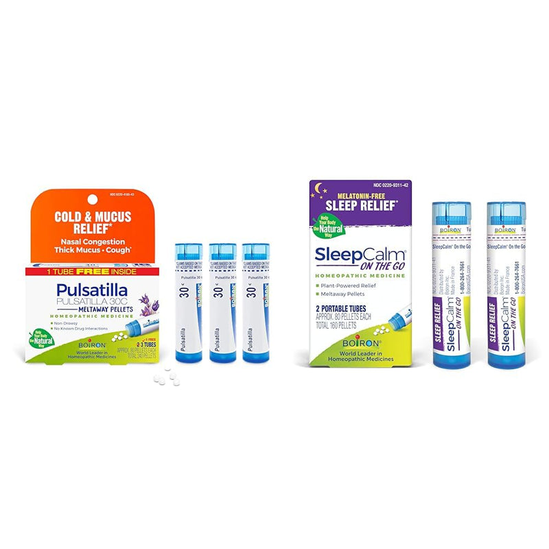 Boiron Pulsatilla 30C Nasal Congestion Relief (240 Pellets) SleepCalm Sleep Aid (80 Count)