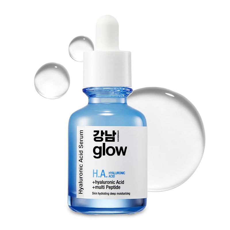 GANGNAM GLOW Hyaluronic Acid Serum 1.01 fl oz | Hydrating Serum with Hyaluronic Acid & Vitamin B5 & Vegan Collagen, Plumping and Fine Lines , Korean Skincare 1.01 Fl Oz (Pack of 1)