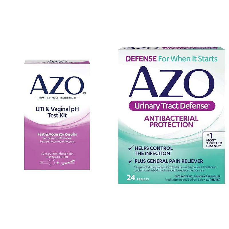 AZO UTI Test Strip + Vaginal pH Test Kit + Urinary Tract Defense Antibacterial Protection, Helps Control Infection