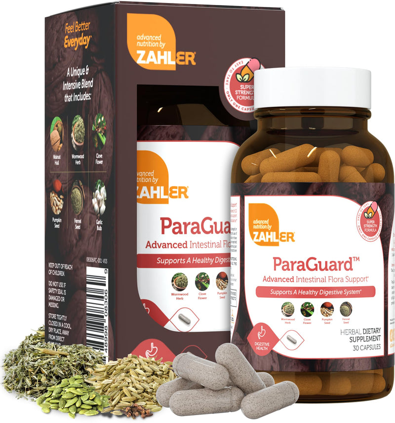 [Australia] - Zahler - ParaGuard Capsules - Gut Health Supplement - Formula has Wormwood, Garlic Bulb, Pumpkin Seed, Clove & More - Natural Support for Humans - Certified Kosher 30 count 30 Count (Pack of 1) 