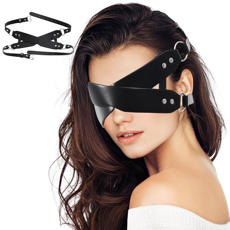 [Australia] - Leather Masquerade Party Mask Sexy Eye Blindfold Masks for Women Adjustable Mask for Night Club Halloween Party Costume Cosplay 