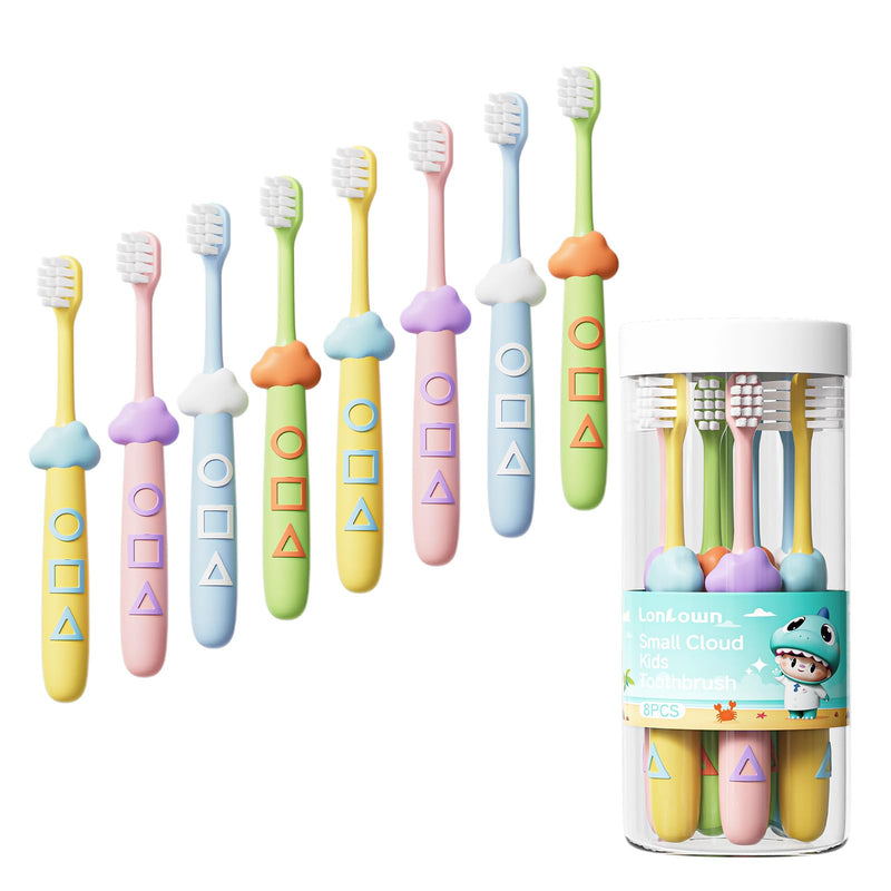 [Australia] - Kids Toothbrushes 8 Pack,Soft Bristle Toothbrush for Toddlers 2-12 Years Old, Cute Multicolor Boys Girls Toothbrushes,Clean Kids Teeth Bristles Not Easy to Shed Little Clouds Toothbrush 