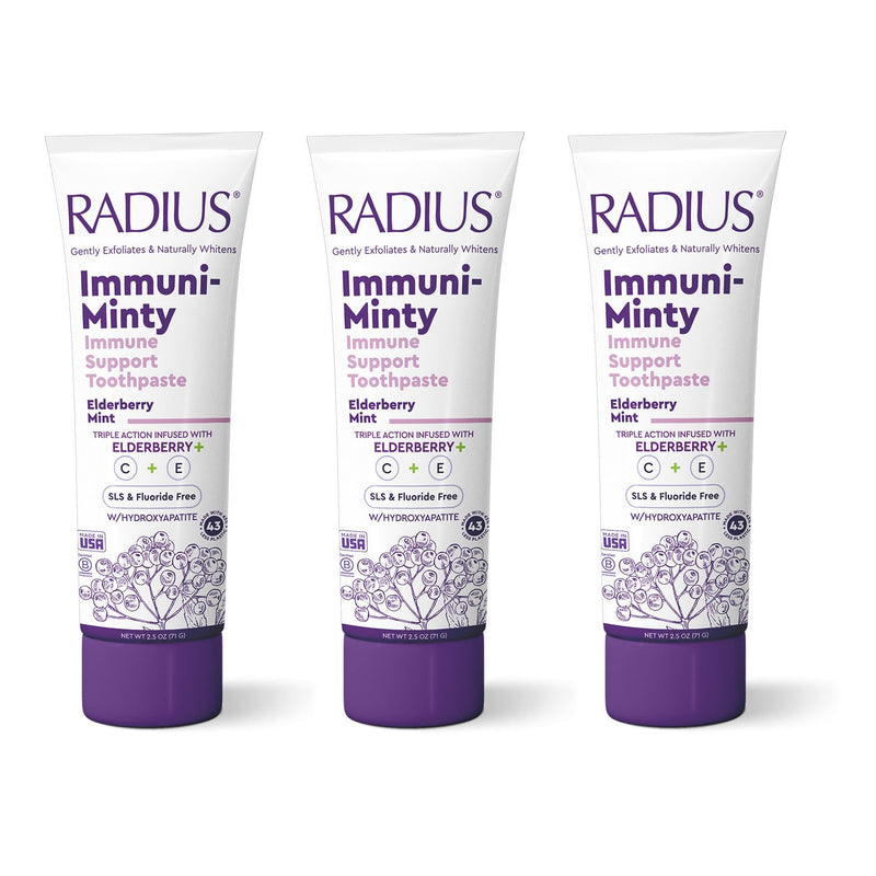 RADIUS ImmuniMinty Immune Support Toothpaste 2.5 Oz - Elderberry Mint - Pack of 3 2.5 Ounce (Pack of 3)