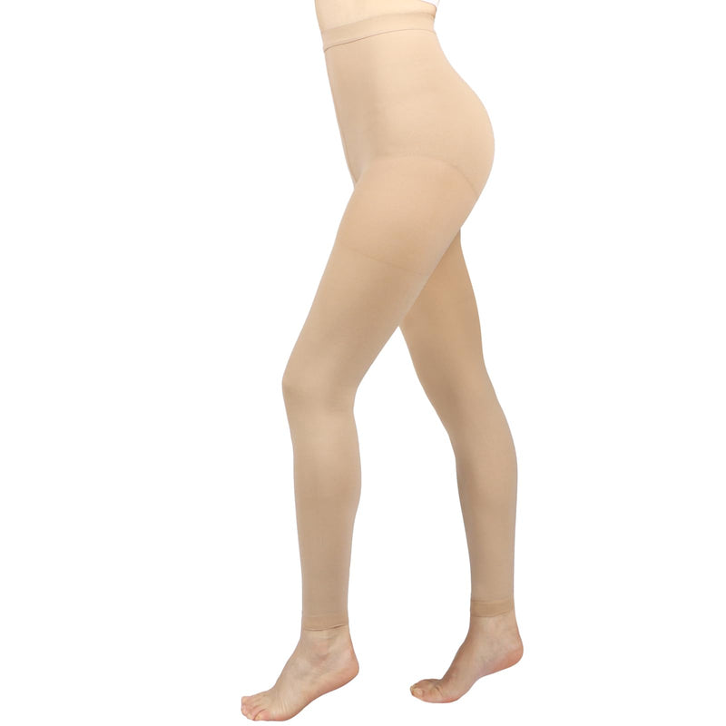 [Australia] - Compression Pantyhose for Women, 20-30 mmHg Footless Medical Compression Stockings, Waist High Opaque Graduated Support Compression Hose Tights for Edema, Varicose Veins, Swelling Beige Large 