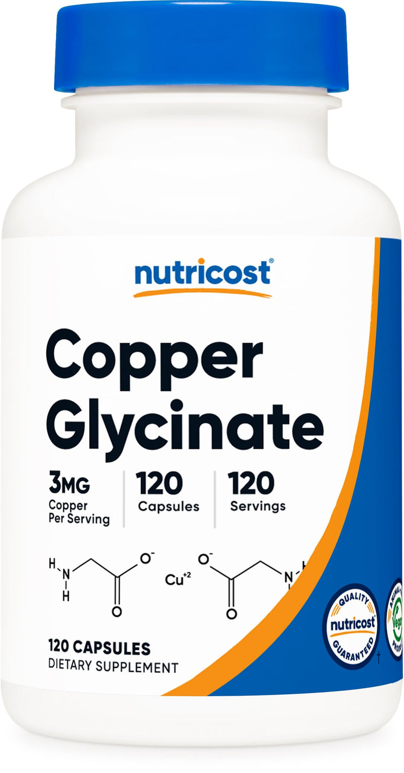 [Australia] - Nutricost Copper Glycinate Capsules (120 Capsules, 3MG Copper per Serving) - Non GMO, Vegan 