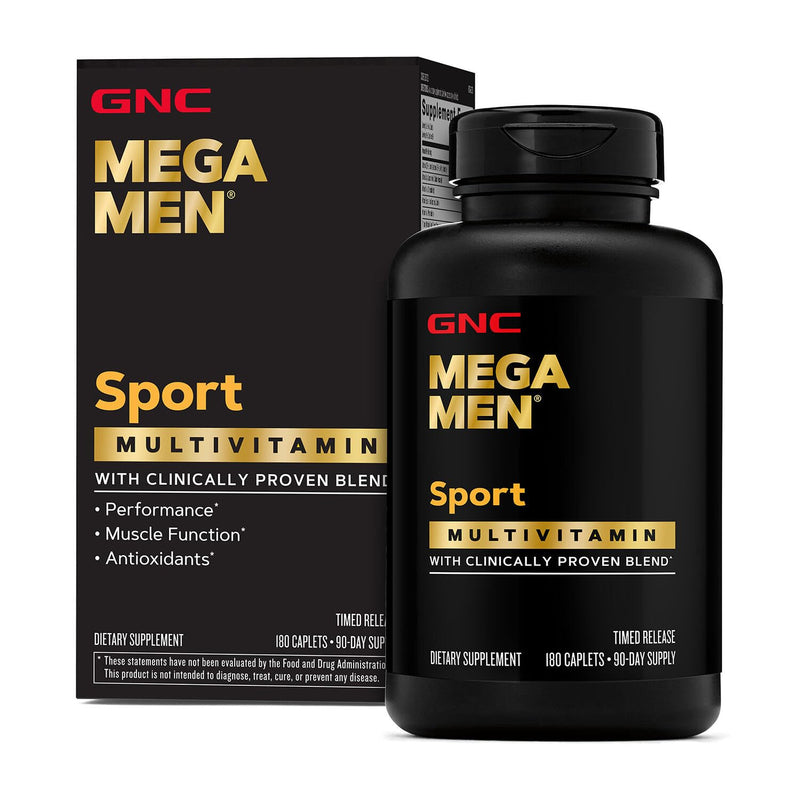 [Australia] - Mega Men Sport Multivitamin Caplets, Athletic Performance Nutrition, Muscle Function, Clinically Proven to Feel Better, Antioxidants, B Vitamins, Energy Production, Timed Release, 180 ct 180 Count (Pack of 1) 