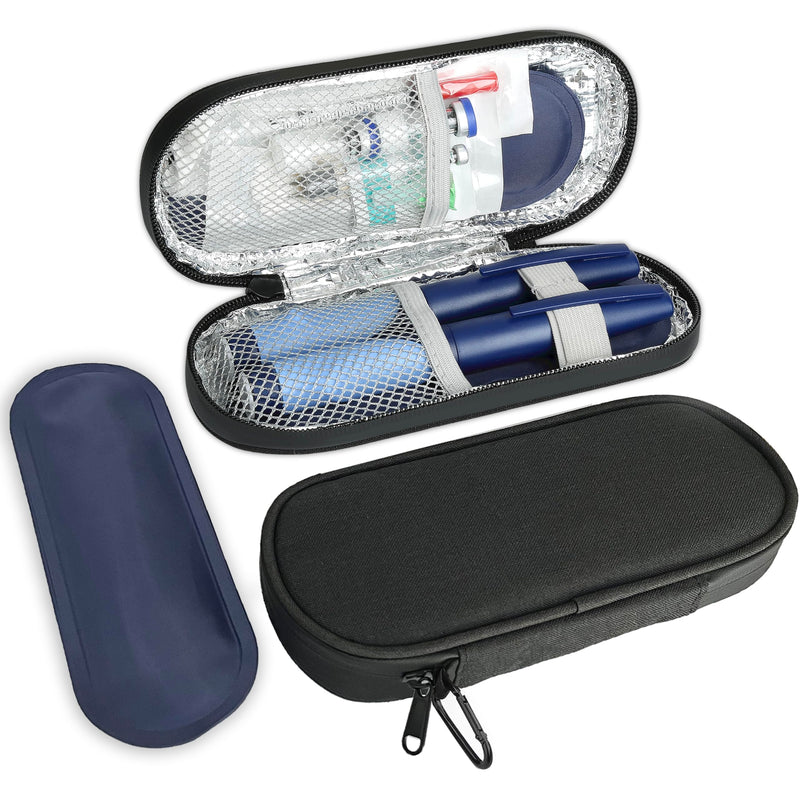[Australia] - Insulin Pen Cooler Travel Case with TSA Approved Ice Packs,Diabetic Medication Insulated Cool Organizer,Insulin Pen and Other Diabetic Supplies, for The Daily Life and Trip Black 