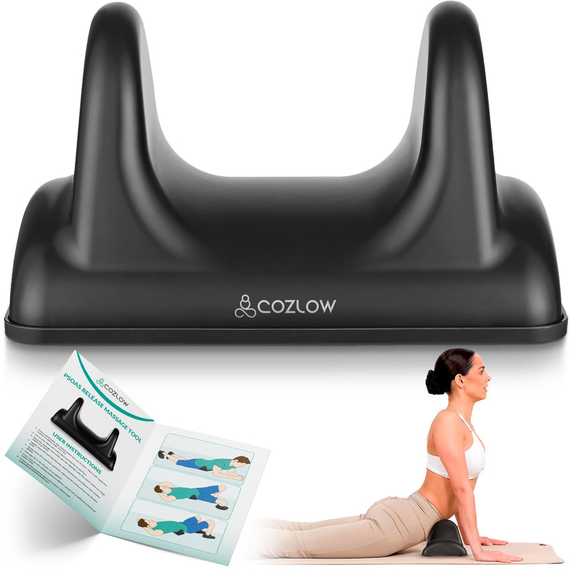 [Australia] - COZLOW Psoas Release Massage Tool, Back & Hip Flexor Muscle Stretcher, Deep Tissue Massage Tool for Myofascial Release, Trigger Point Massager for Pain Relief & Quick Recovery Black 