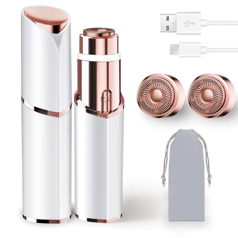 [Australia] - Facial Hair Removal for Women, Portable Lady Shaver, Rechargeable Painless Hair Remover for Face, Upper Lips, Chin, Peach Fuzz White 