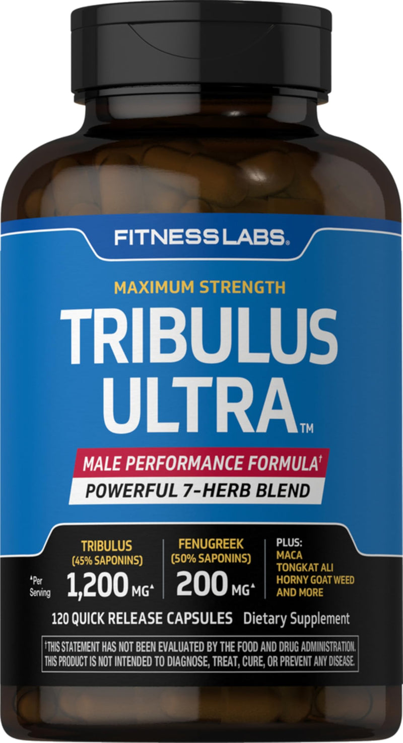 [Australia] - Fitness Labs Tribulus Terrestris for Men | 120 Capsules | Extract Supplement | Complex Blend with Maca, Tongkat Ali, Horny Goat Weed | Maximum Strength | Non-GMO, Gluten Free 