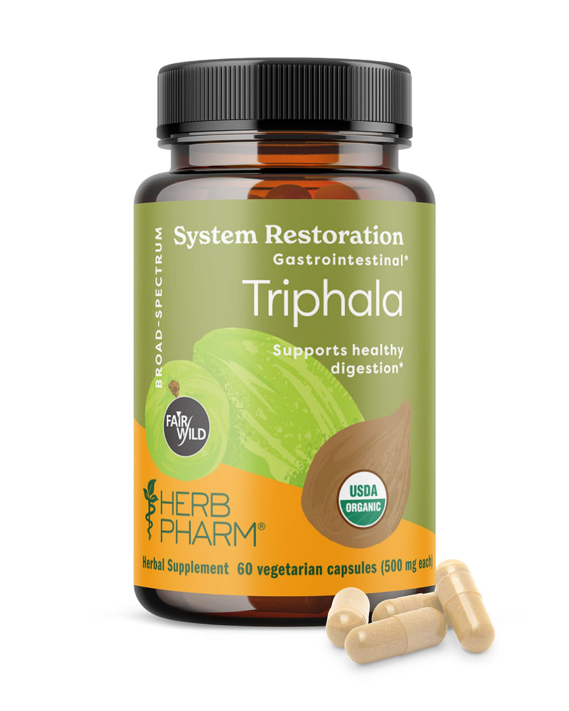 [Australia] - Herb Pharm USDA Organic Triphala Capsules | Cleansing & Detoxification Support & Digestive Health Support With Amla, Haritaki & Bibhitaki, FAIRWILD¬Æ Certified | 60 Vegan Capsules, Up to 30 Day Supply* 60 Count (Pack of 1) 
