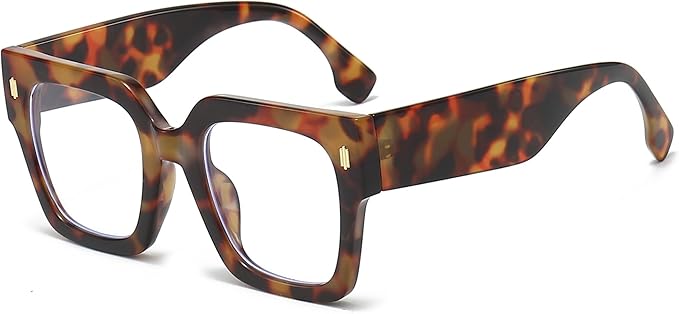 [Australia] - livho Oversized up to 99% Blue Light Blocking Glasses for Woman - Rectangle Fashion Glasses for Computer, Chic Preppy Frame Chunky *Coco Tortoise 