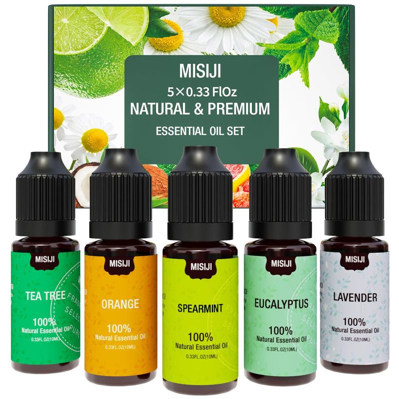 [Australia] - Essential Oils Set Top 5 Aromatherapy-Essential Oils for Diffuser for Home,Air Freshening Diffuser Oils Scents for aromatherapy,Laundry,Candle&Soap Making,Humidifiers 5 X 10ML Daily Essential 