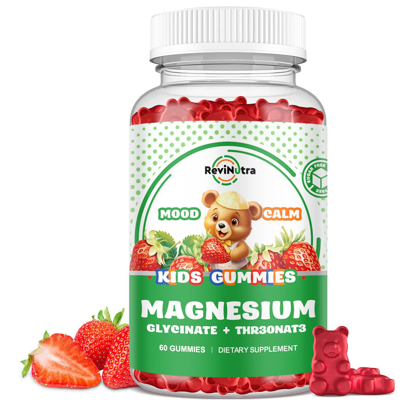 Magnesium Complex Gummies- Calm Chewable Gummies for Kids & Adults- Magnesium Glycinate Supplement-w/Omega-3, Vitamin B6, D3- Support Calm Stress Relief, Bones, Mood, Strawberry Flavor 60 Count (Pack of 1)