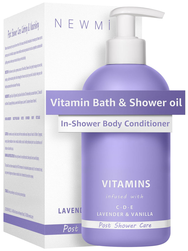 New Miuz Lavender Vitamin InShower Body Conditioner Soft Skin Natural Post Shower Care Moisturizer for Body Legs Nourishing Bath Oil Lavender Vanilla Self Care Spa Gift