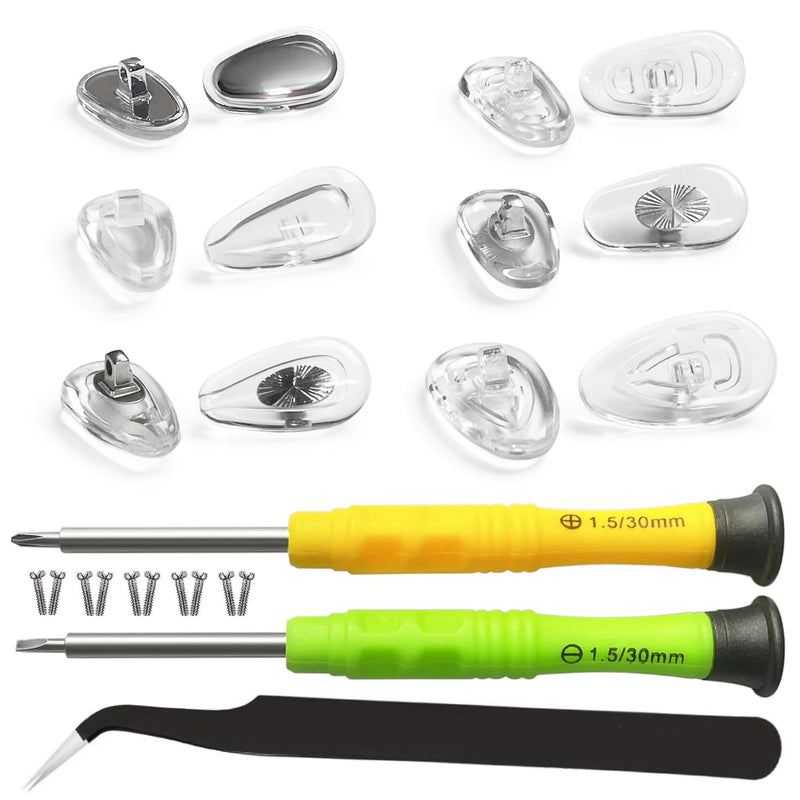 [Australia] - PTSLKHN Screw-in Eyeglass Nose Pads, Glasses Nose Pads Replacement Kit, 12 Pairs of Soft Silicone Nose Pads for Eye Glasses, Sunglasses and Presbyopes 