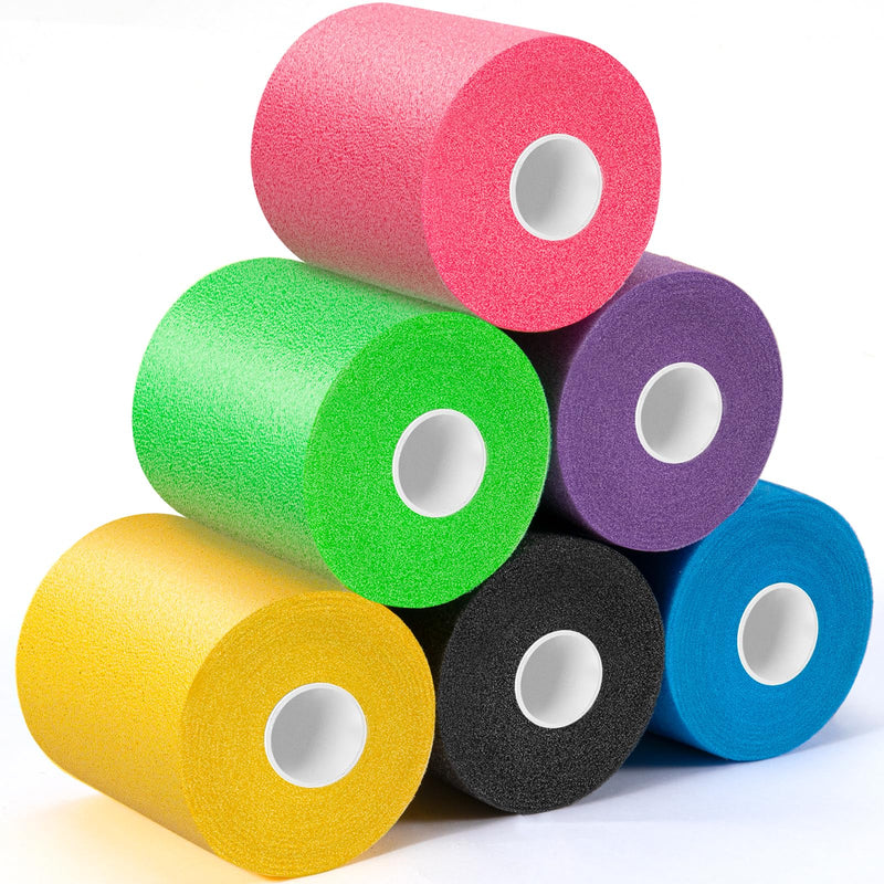 [Australia] - Upgraded 6 Pack Pre Wrap Athletic, Multi Color Prewrap Athletic Tape for Hair Soccer, Soccer Sports Pre Wrap Tape, Pre-Wrap Foam Underwrap Tape - Pink, Black, Blue, Purple, Green, Yellow 