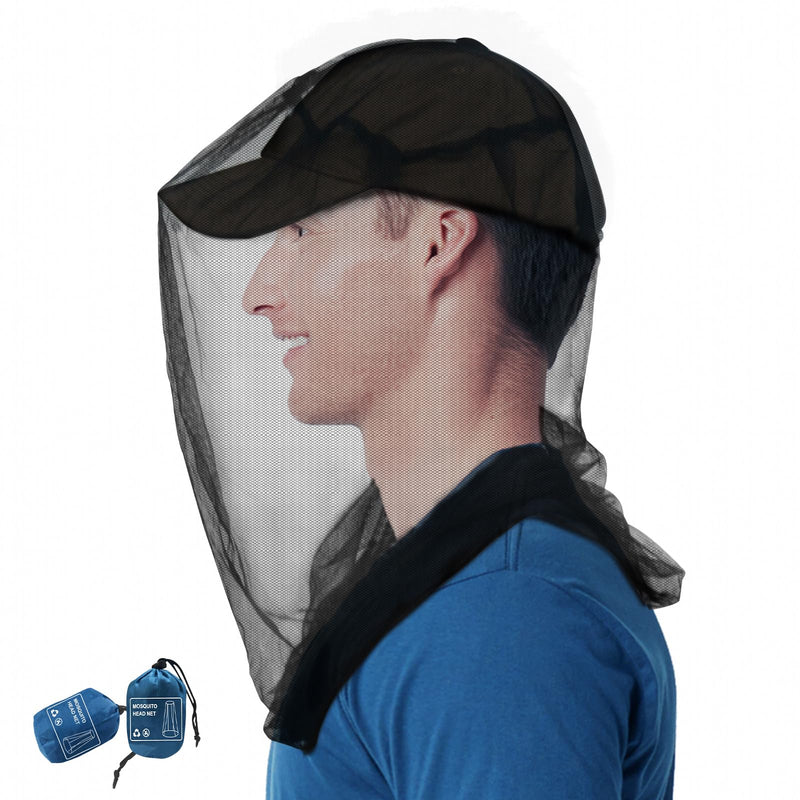 [Australia] - tupi Mosquito Head Net for Insects, 2 Pack, Premium Bug Net for Head, Fly & Bug Protection | Ultra Large & Long, Finest Holes for Camping, Hiking, Fishing, Gardening, Fits All Hats for Men & Women 