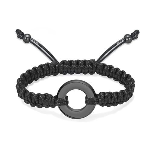 Circle of Life Urn Braided Bracelet for Ashes for Women Men Black