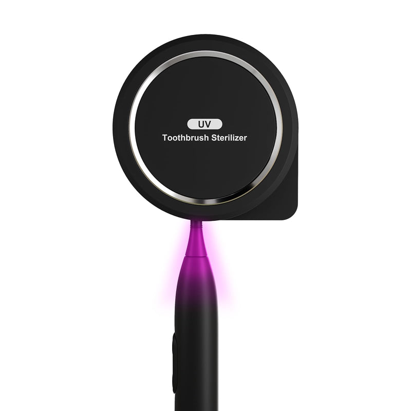[Australia] - UV Toothbrush Sanitizer Holder, Toothbrush Sanitizer and Holder Cover Caps with Fan Drying, Rechargeable Portable Toothbrush Cleaner Case Fits Most Electric and Manual Toothbrushes (Black) Black 