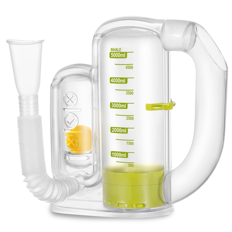 [Australia] - Incentive Spirometer Adult, Breathing Exercise Device for Lungs, 5000ml Capacity, Made with Medical-Grade Shatterproof PC Material, Easy-to-Read Scale, Airflow Indicator for Controlled Breathing 