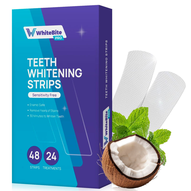[Australia] - Teeth Whitening Strips 24 Treatments - Peroxide Free - Enamel-Safe Professional Dental Strips for Sensitive Teeth - Deep Stains Removal - Whitening without Any Harm - 48 Strips Mint 2 Count (Pack of 24) 