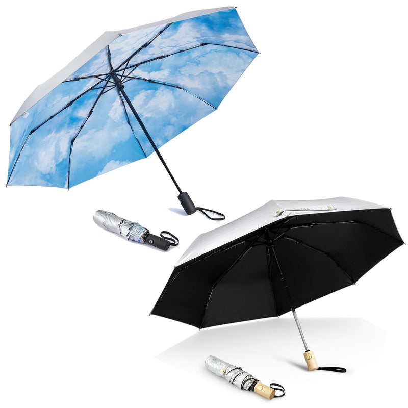 G4Free UPF 50+ UV Protection Travel Umbrella Auto Open Close Windproof Sun Blocking Umbrella 46 Inch+42 Inch
