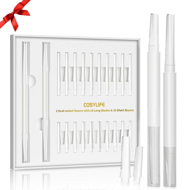 [Australia] - Dermaplaning Tool for Face Eyebrow Razor, Includes 2 Dual End Razors and 20 Blade Refills Exfoliating Face Razors for Women Facial Razor for Peach Fuzz and Eyebrow Starter Kit 