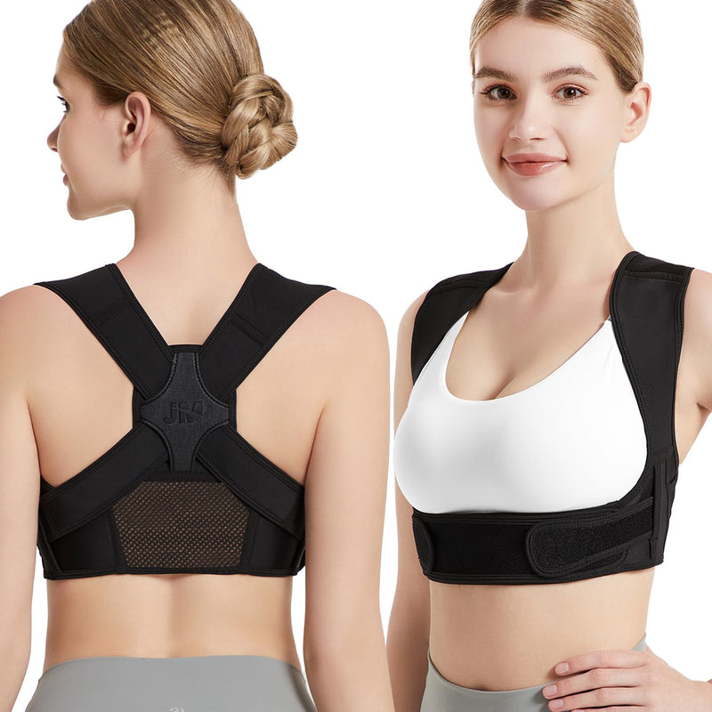 Posture Corrector for Back Support: Adjustable Shoulder Posture Brace for Men and Women (Black, Large/XL) L/XL Black