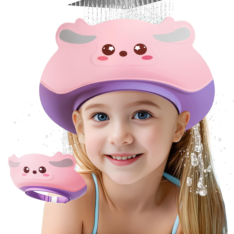 [Australia] - Baby Shower Cap Shield for Kids Soft Silicone Adjustable 1-10 Years Old Cartoon Deer Shower Cap for Kids Toddler Shower Cap Shield Makes the Kids Bath More Fun Pink 