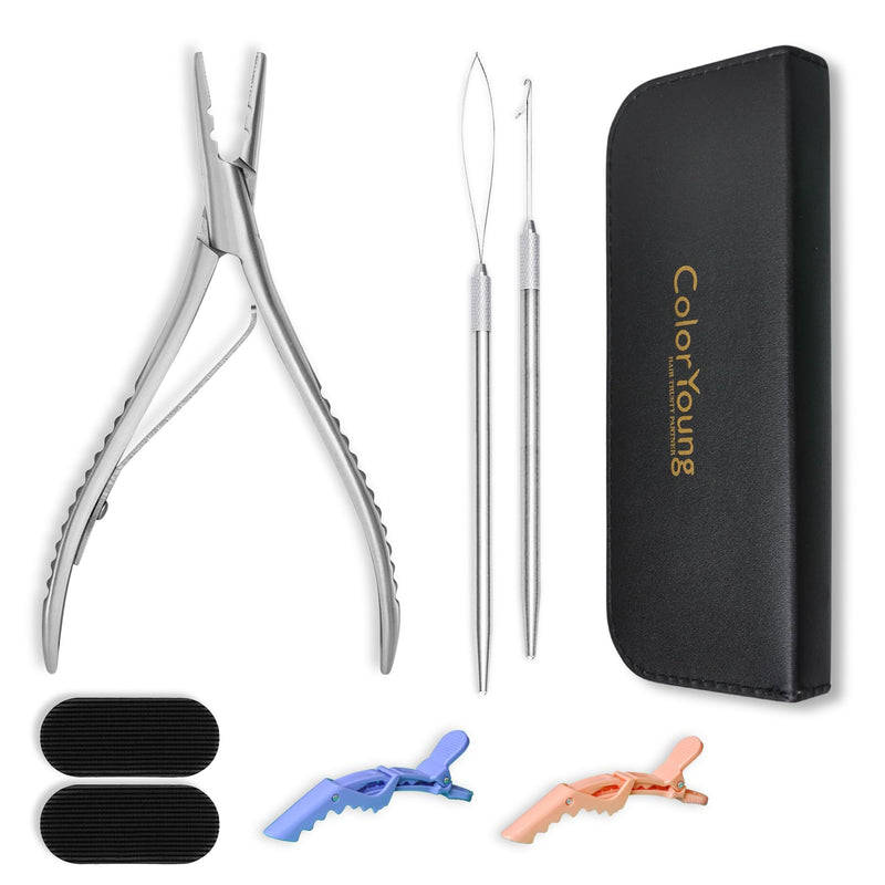 Hair Extensions Pliers 2-Hole Hair Pliers Hair Extension Tool kit for Micro Ring Hair Extensions Opener and Removal Holes Shape Kit