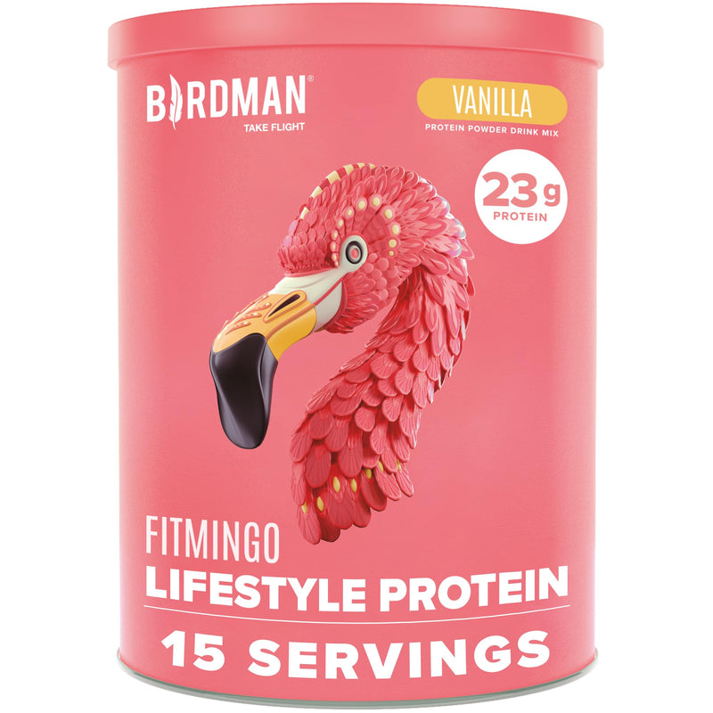 [Australia] - BIRDMAN Fitmingo Vegan Protein Powder for Women with Inositol, Collagen Boosters, Hyaluronic Acid & Vitamins | Low Carb, Dairy Free, Lactose Free, Low Calorie | 23g Plant Based Vanilla Protein Powder 15 Servings (Pack of 1) 